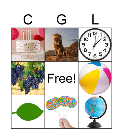 Letter C, G, L Bingo Card