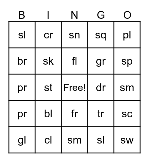 BLENDS Bingo Card