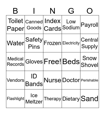 Safety Bingo Card