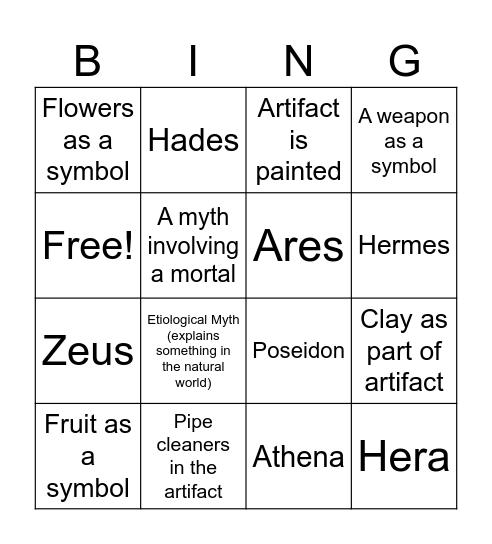 Museum Walk Bingo Card