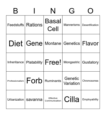 Week of September 18 Bingo Card