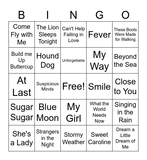 Musical Bingo Card