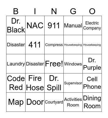 Safety Bingo Card