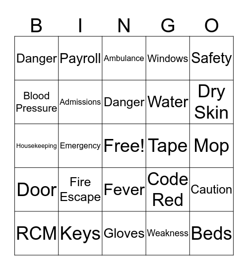 Safety Bingo Card