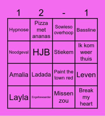 Hockey D1 Muziekbingo Card