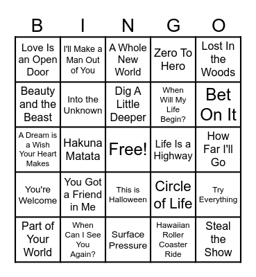 Disney Bingo Card