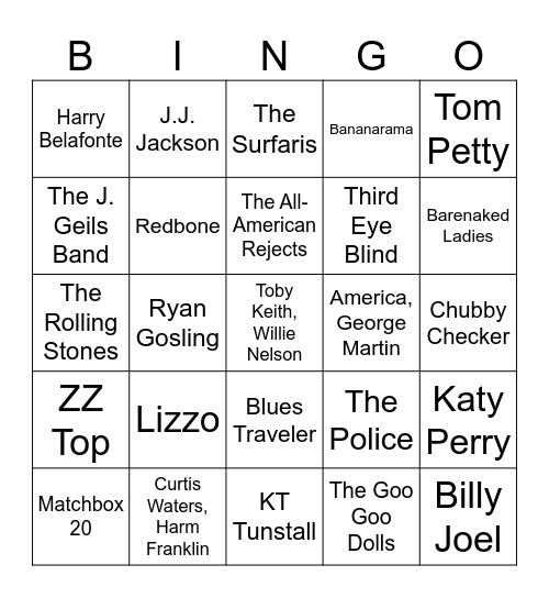 Music Bingo #33 (Ken) Bingo Card