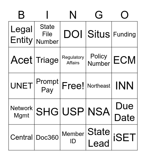 RA Bingo Card
