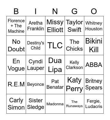 Music Bingo #34 (Barbie) Bingo Card