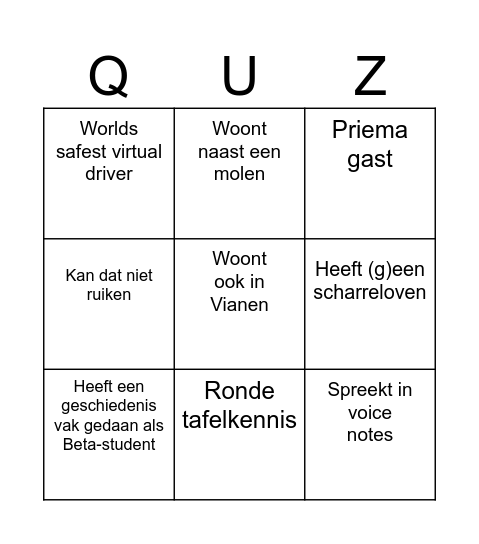 Dus kom je hier vaker? Bingo Card