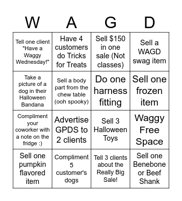 WAGD Halloween Bingo Card