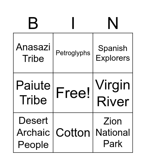 History of St. George Bingo Card