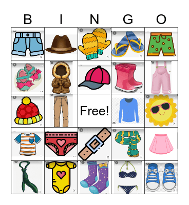 Accesories and clothes Bingo Card