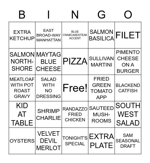 FRIDAY FUN Bingo Card