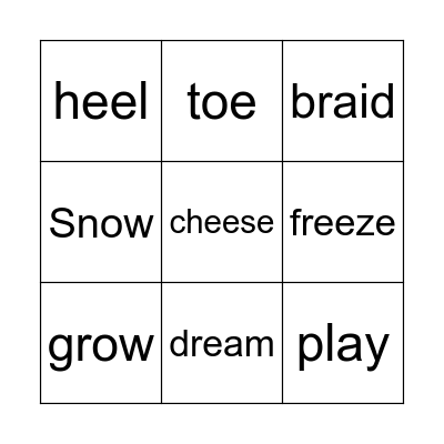 VOWEL TEAM BINGO Card