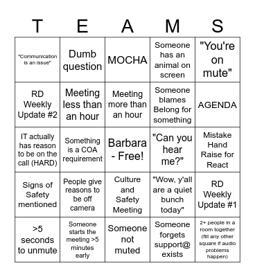 Belong Call Bingo Card