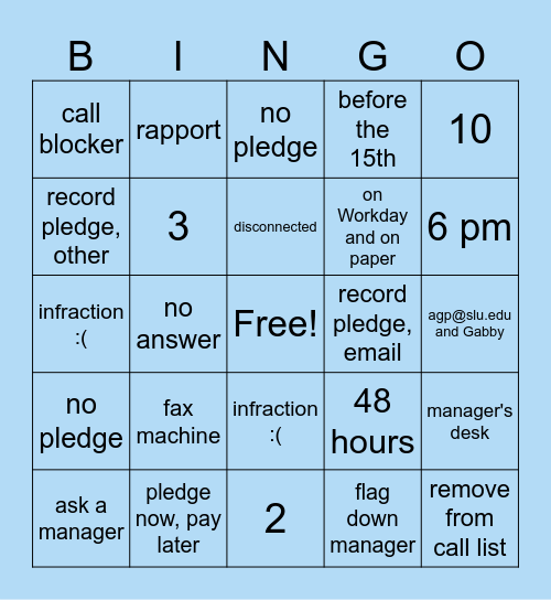 Billiken Engagement Center! Bingo Card