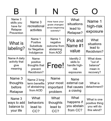 Session 43 and 44 Bingo Card