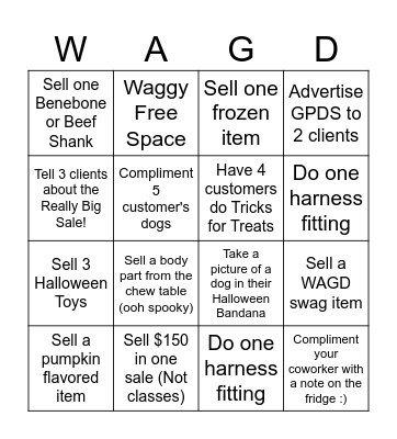 WAGD Bingo Card