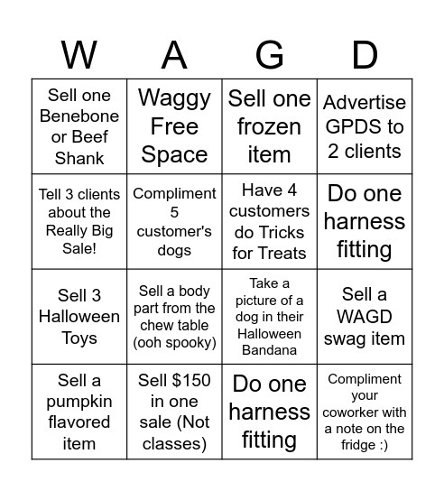WAGD Bingo Card