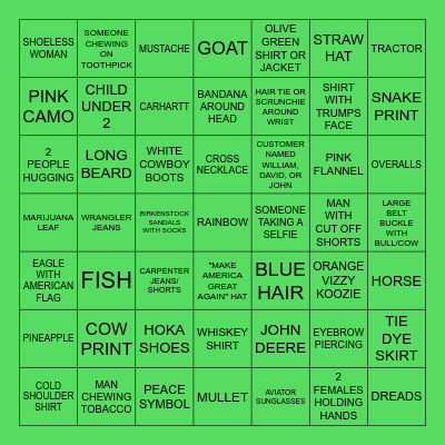 FARM AID BINGO Card