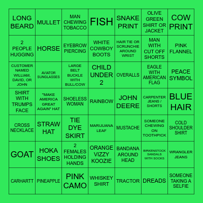 FARM AID BINGO Card
