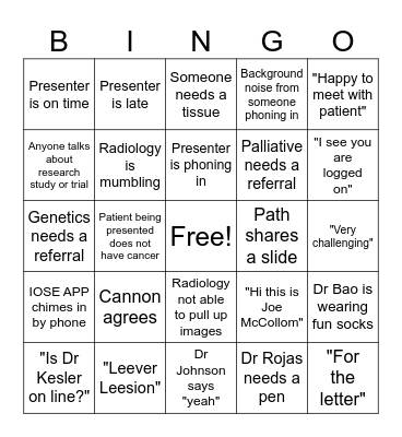TB Bingo Card