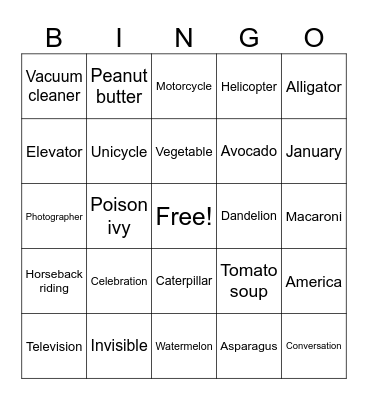Multisyllabic Words Bingo Card