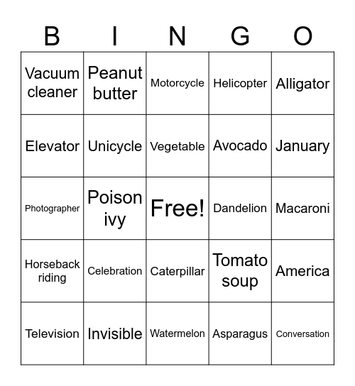 Multisyllabic Words Bingo Card