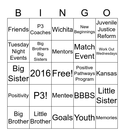 P3 Bingo NIght  Bingo Card