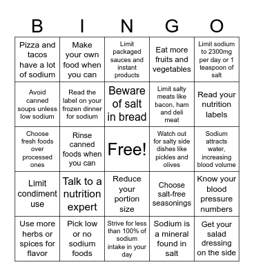 Limit Salt Bingo Card