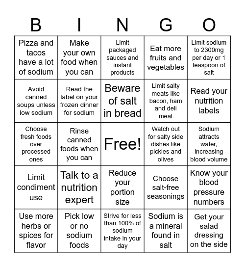 Limit Salt Bingo Card