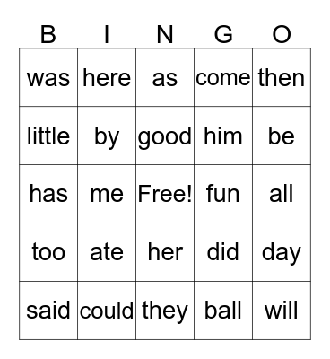 Unit 22 Bingo Card