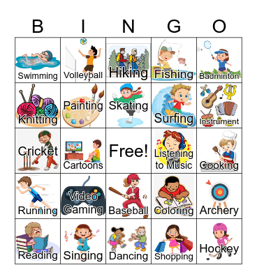 Hobbies Bingo Card