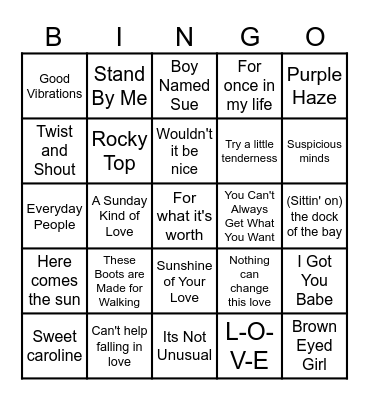 Musical Decades: 60s Bingo Card