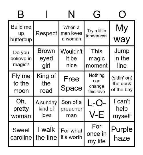 Musical Decades: 60s Bingo Card