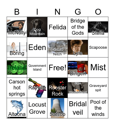 JTC Columbia Gorge Bingo Card