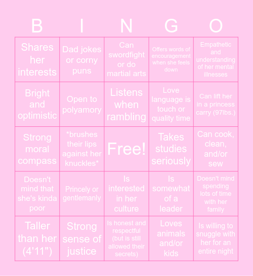 Are you Sylvia's Type? Bingo Card