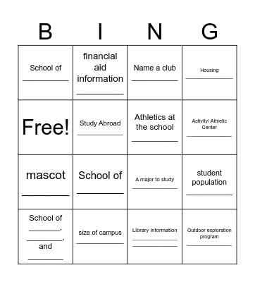 UC Merced Bingo Card