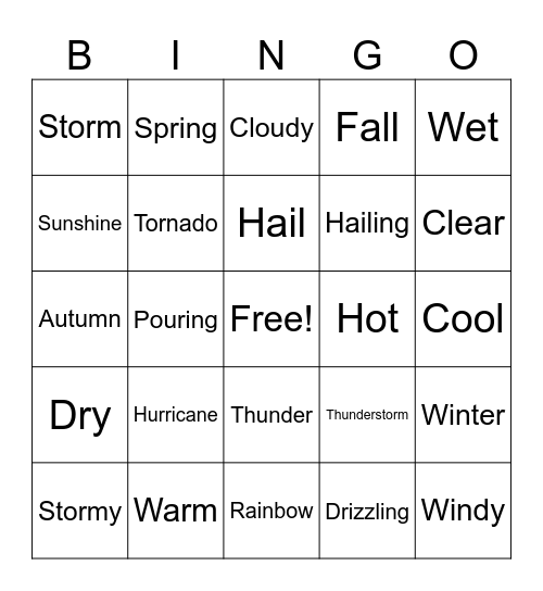 Climate Bingo Card