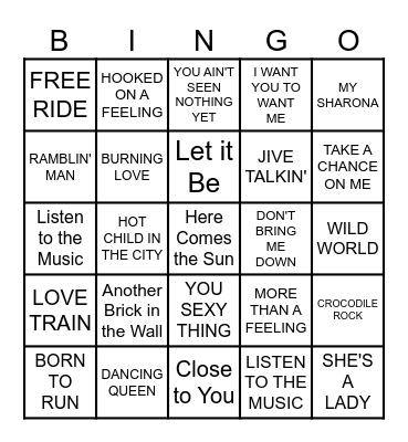Musical Decades: 70s Bingo Card