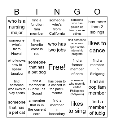 Ading finding Kuyate Edition Bingo Card