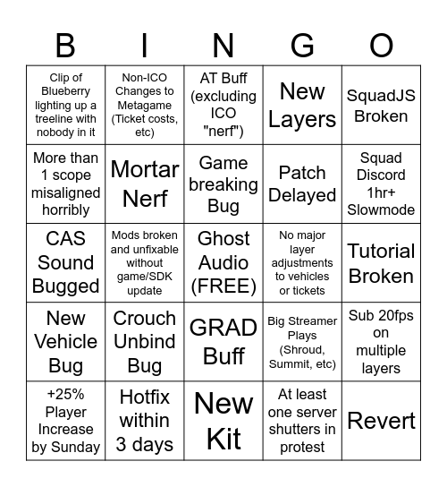 Squad 6.0 Bingo! Bingo Card
