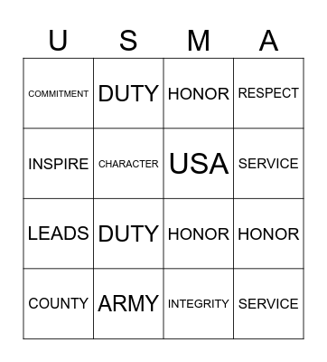 THAYER AWARD Bingo Card