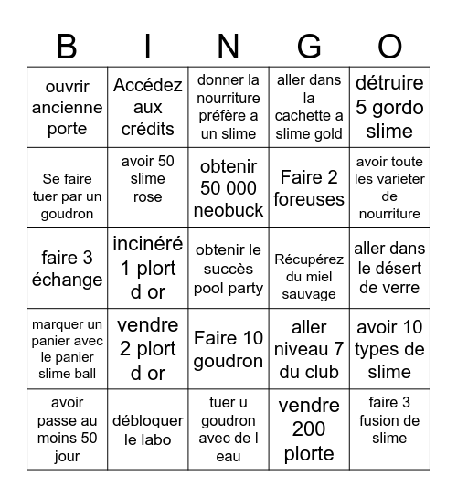 slime rancher Bingo Card