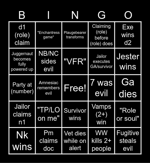 Bingo mystery Bingo Card
