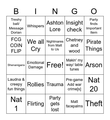 CR3 Ep73 Bingo Card