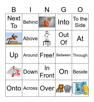 Movement Prepositions Bingo Card