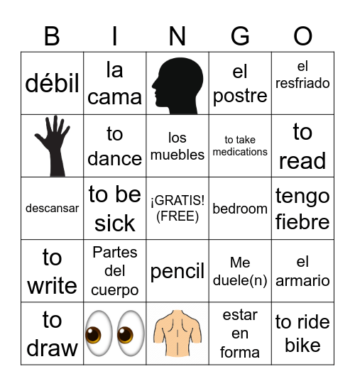 LOTERÍA - Partes del Cuerpo Bingo Card