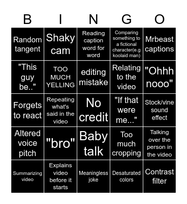 Ssniperwolf Bingo Card